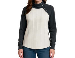 Maurices Black and Cream Button Sweater